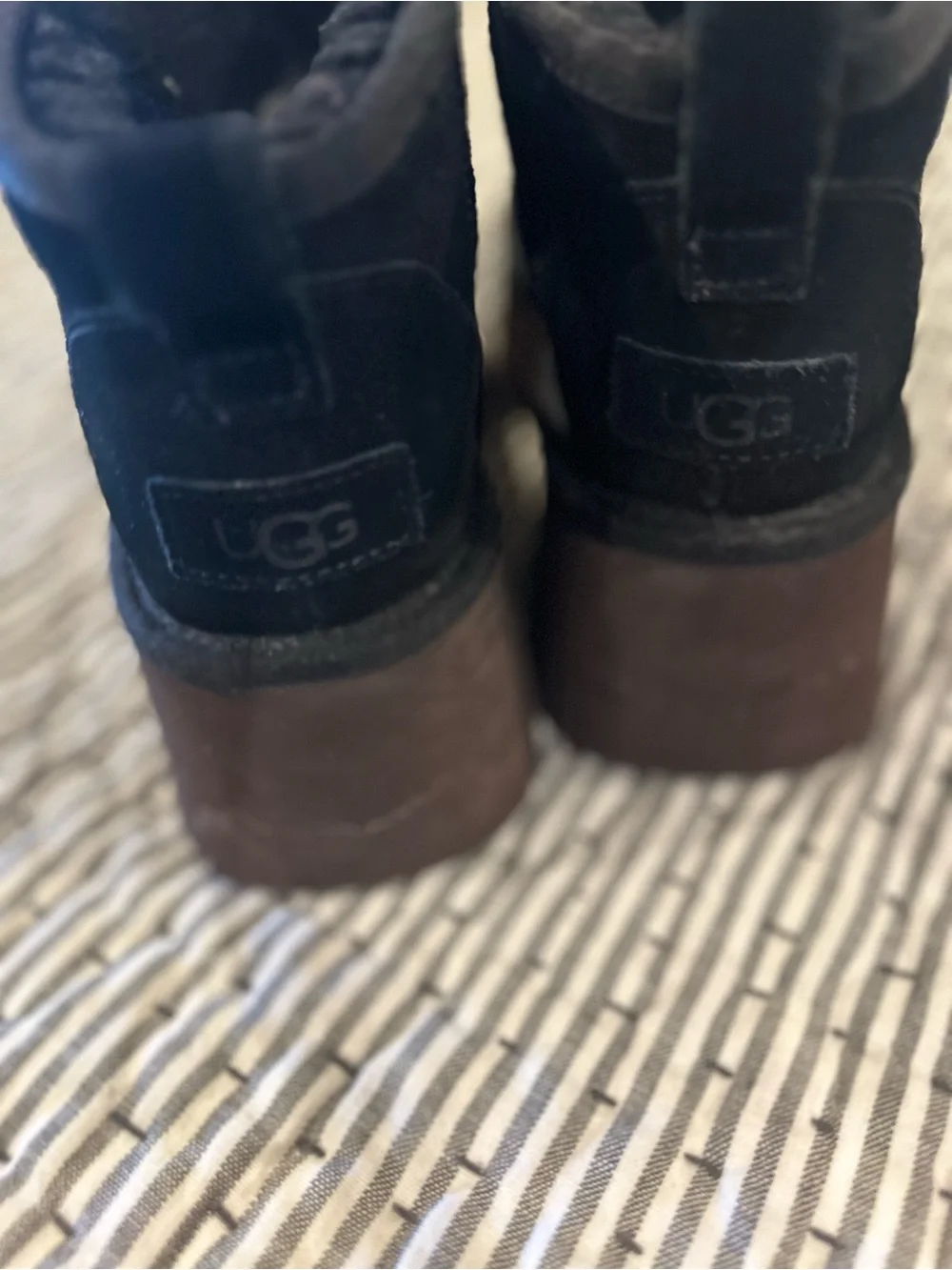 UGG Black Suede Platform Ankle Boots